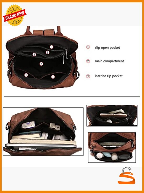 Vegan Leather Travel Backpack Purse for Women Convertible Shoulder Bag Tassel main image 6